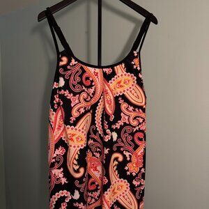 Rotita Women's Vivid Black Paisley Print Tankini Top Size 2X